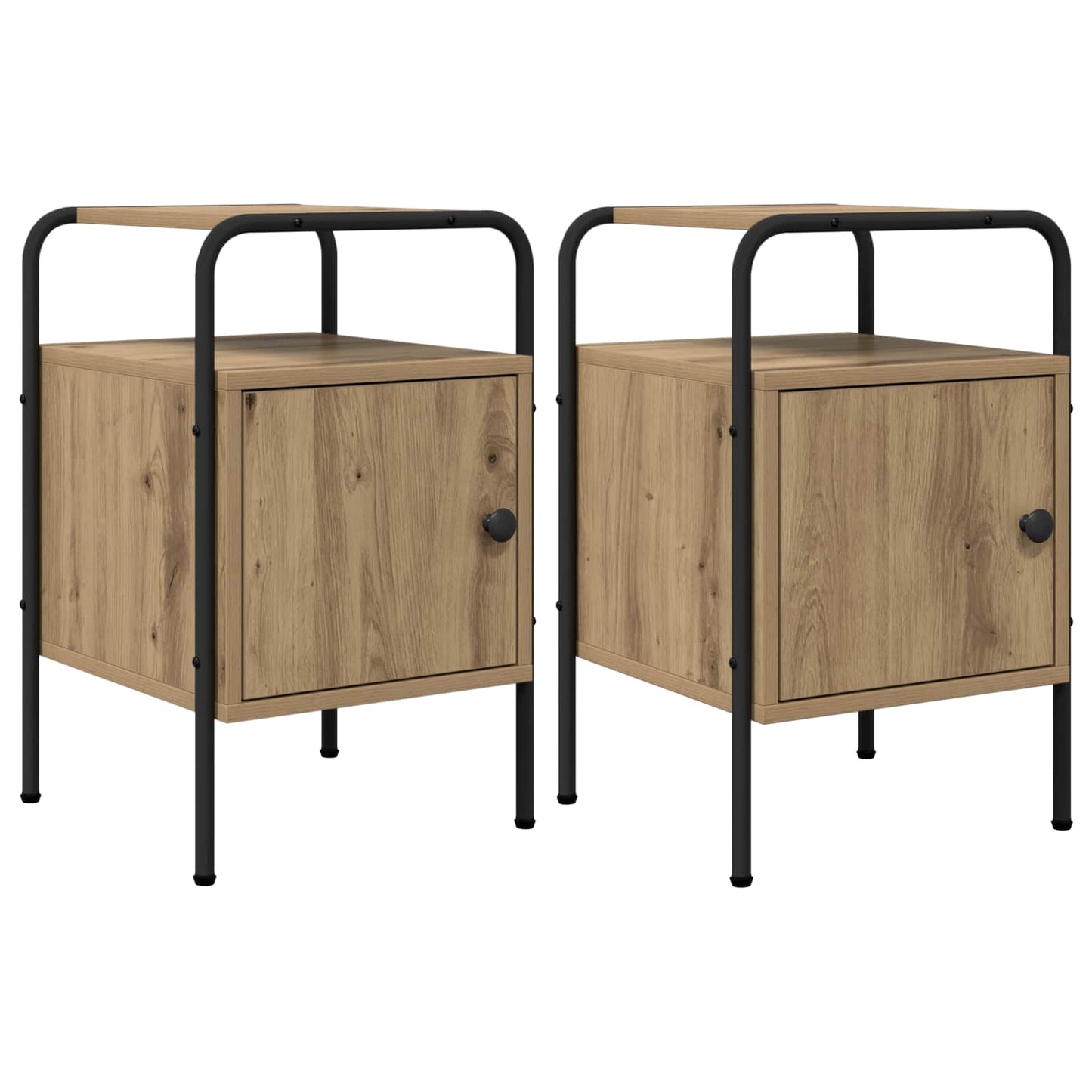 Nachtkastje 2 st Artisanaal eiken Bewerkt hout