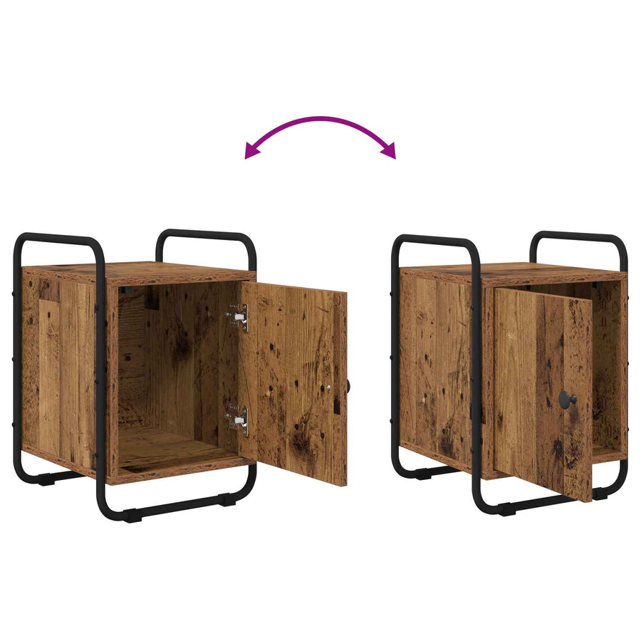 Nachtkastje 2 st Oud hout Bewerkt hout