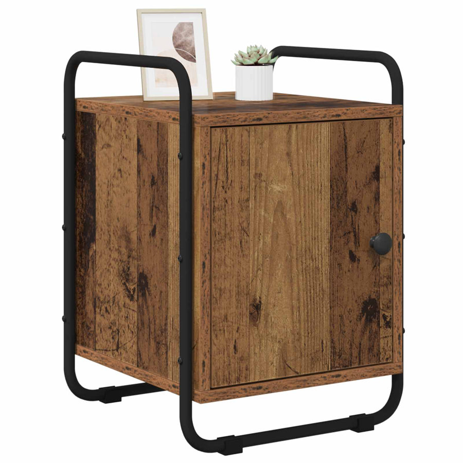 Nachtkastje 2 st Oud hout Bewerkt hout