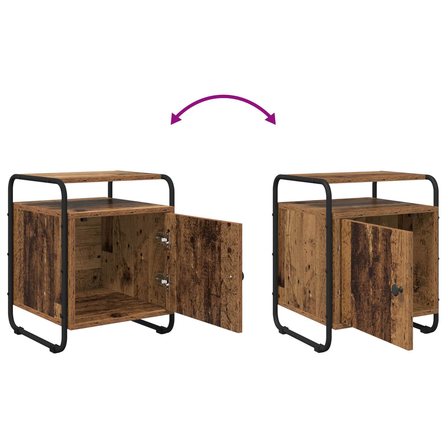 Nachtkastje 2 st Oud hout Bewerkt hout