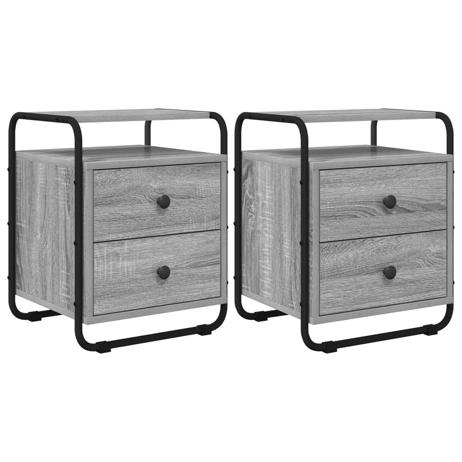 Nachtkastje 2 st Grijs Sonoma 40 x 36,5 x 50 cm Bewerkt hout