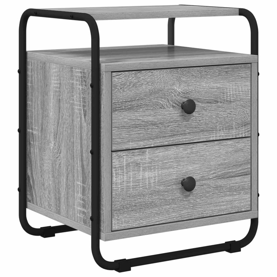 Nachtkastje 2 st Grijs Sonoma 40 x 36,5 x 50 cm Bewerkt hout