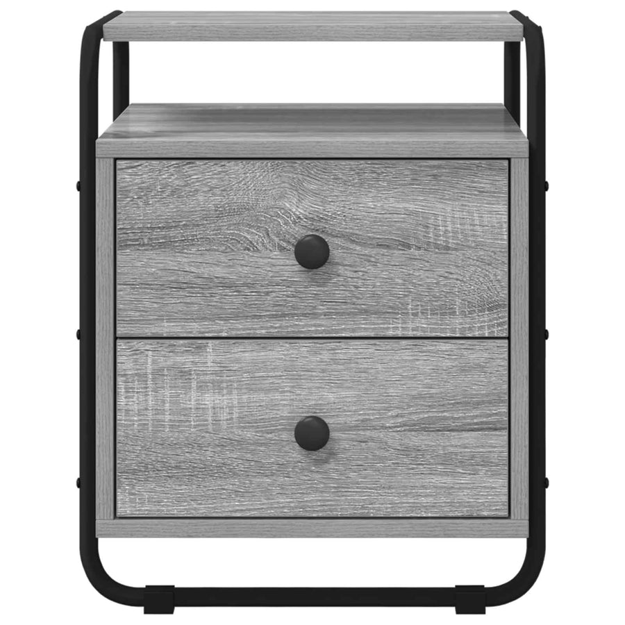 Nachtkastje 2 st Grijs Sonoma 40 x 36,5 x 50 cm Bewerkt hout