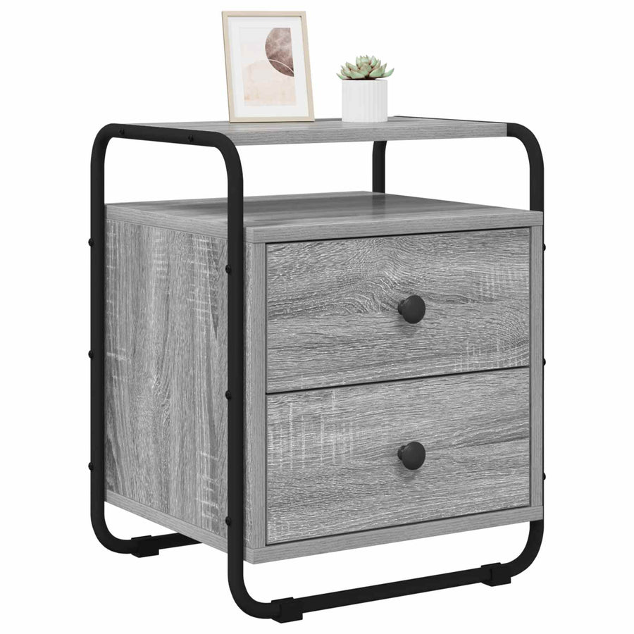 Nachtkastje 2 st Grijs Sonoma 40 x 36,5 x 50 cm Bewerkt hout