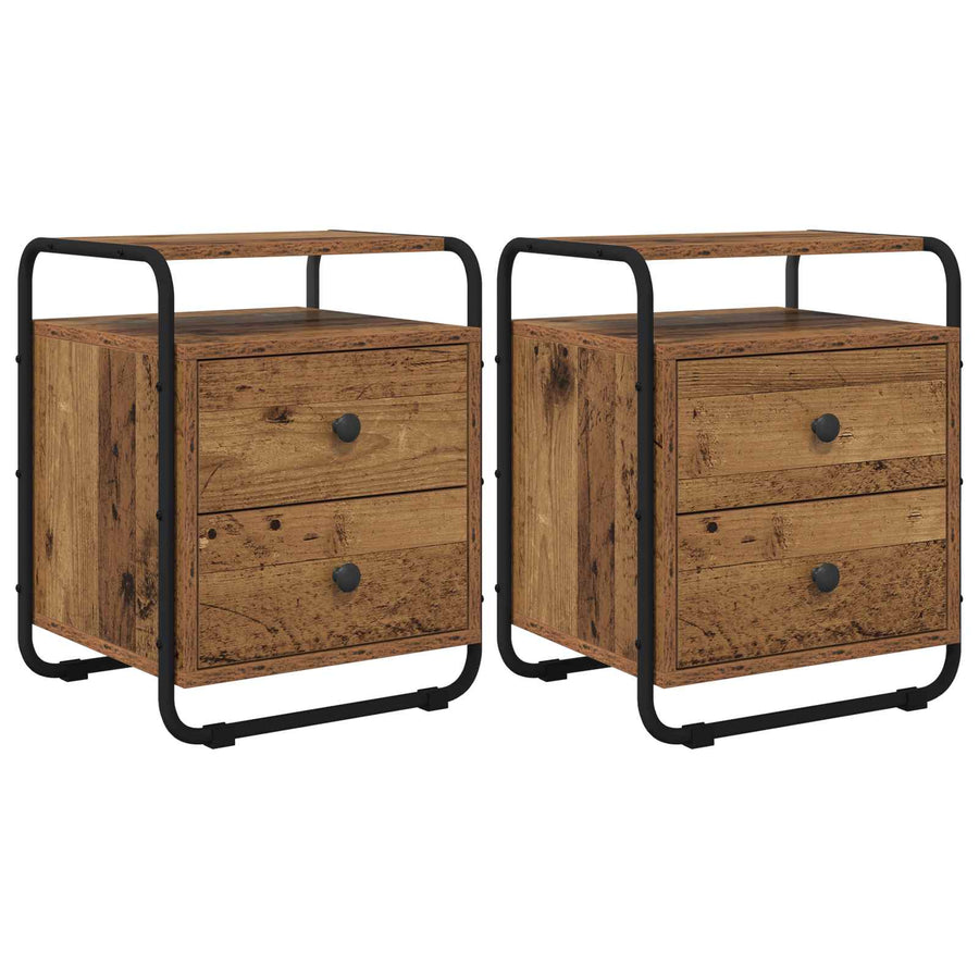 Nachtkastje 2 st Oud hout 40 x 36,5 x 50 cm Bewerkt hout