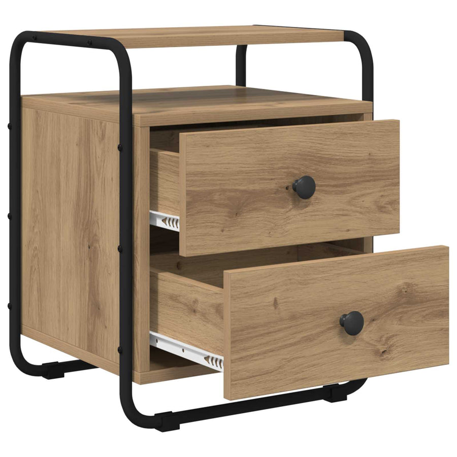 Nachtkastje Artisanaal eiken 40 x 36,5 x 50 cm Bewerkt hout