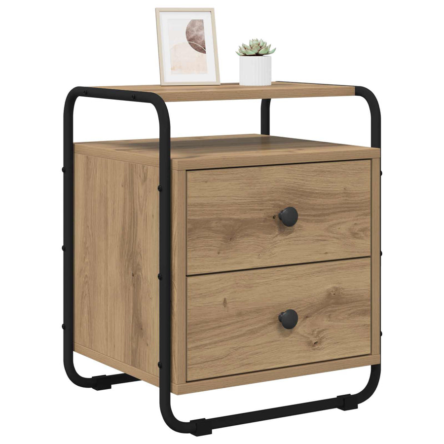 Nachtkastje Artisanaal eiken 40 x 36,5 x 50 cm Bewerkt hout