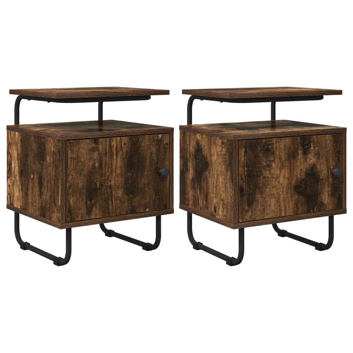 Nachtkastje 2 st Gerookt eiken 40 x 36,5 x 50 cm Bewerkt hout