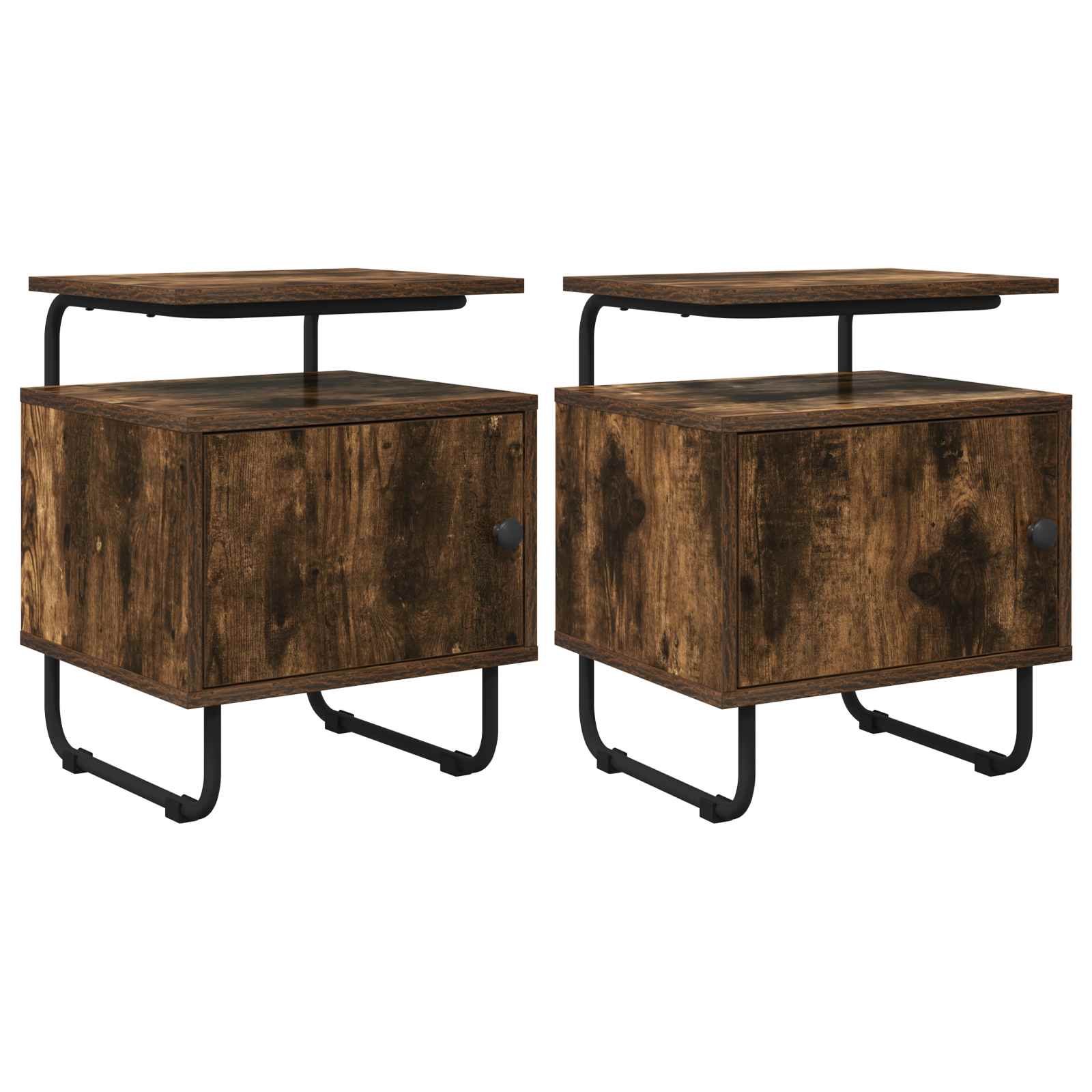 Nachtkastje 2 st Gerookt eiken 40 x 36,5 x 50 cm Bewerkt hout