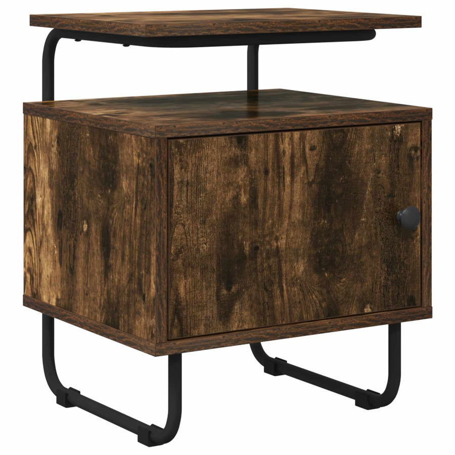 Nachtkastje 2 st Gerookt eiken 40 x 36,5 x 50 cm Bewerkt hout