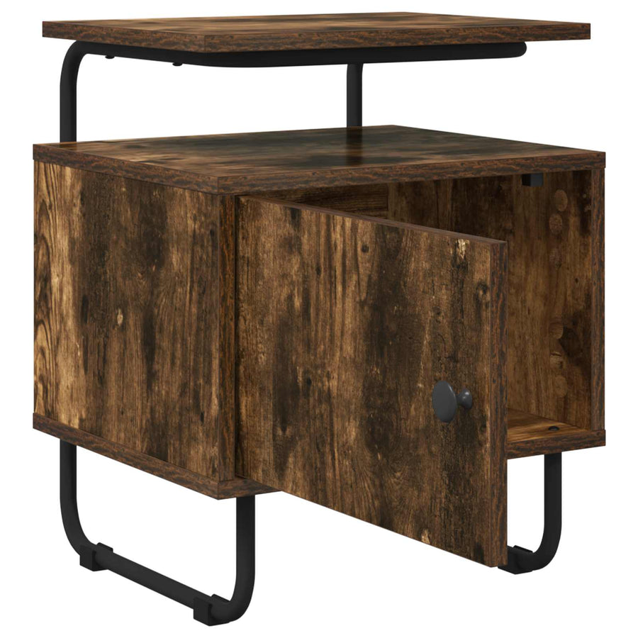 Nachtkastje 2 st Gerookt eiken 40 x 36,5 x 50 cm Bewerkt hout