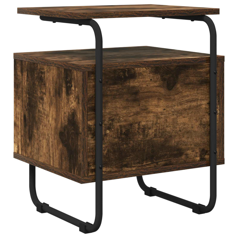 Nachtkastje 2 st Gerookt eiken 40 x 36,5 x 50 cm Bewerkt hout