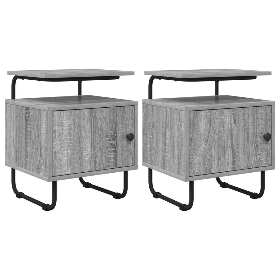 Nachtkastje 2 st Grijs Sonoma 40 x 36,5 x 50 cm Bewerkt hout