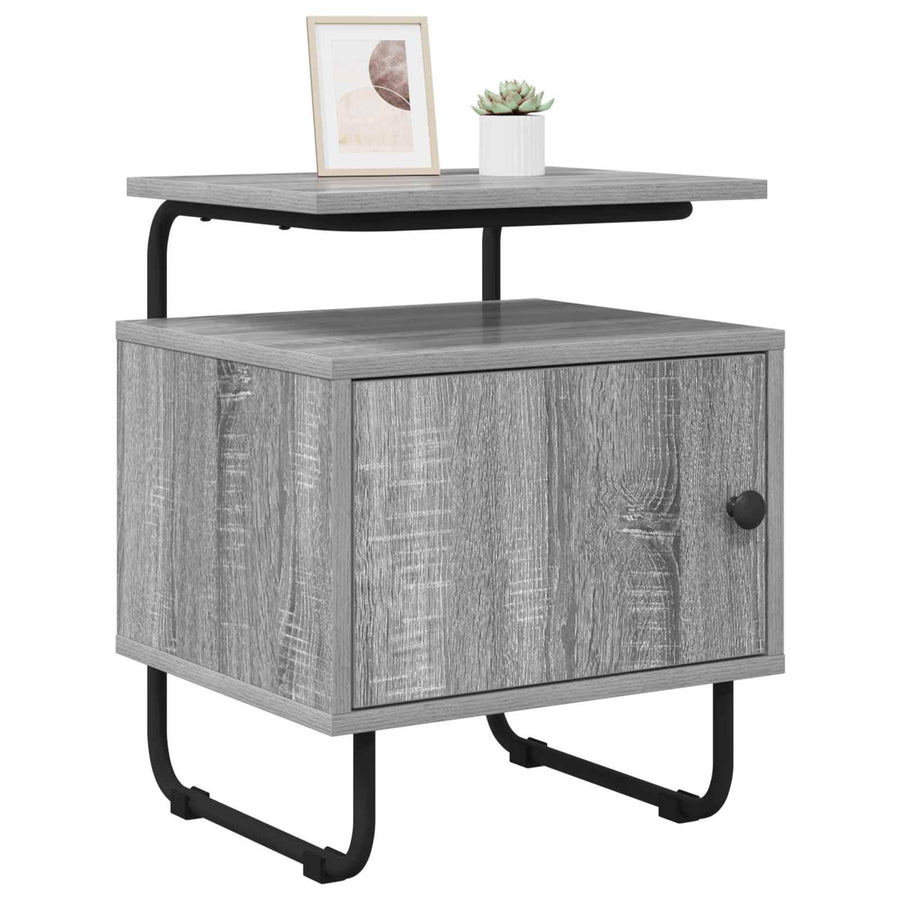 Nachtkastje 2 st Grijs Sonoma 40 x 36,5 x 50 cm Bewerkt hout