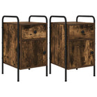 Nachtkastje 2 st Gerookt eiken 35 x 36,5 x 61 cm Bewerkt hout