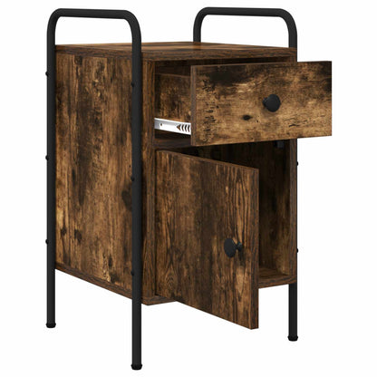 Nachtkastje 2 st Gerookt eiken 35 x 36,5 x 61 cm Bewerkt hout