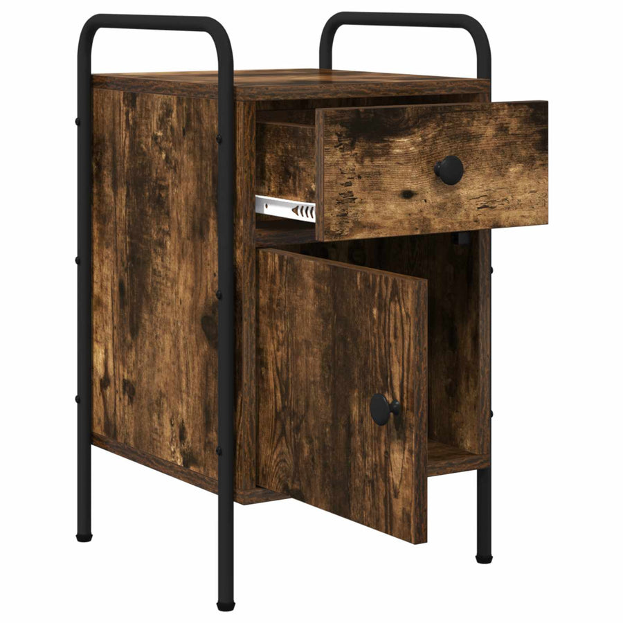 Nachtkastje 2 st Gerookt eiken 35 x 36,5 x 61 cm Bewerkt hout