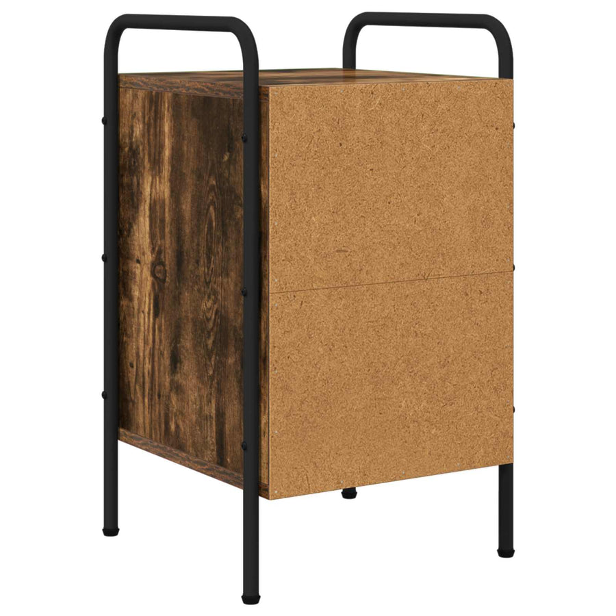 Nachtkastje 2 st Gerookt eiken 35 x 36,5 x 61 cm Bewerkt hout