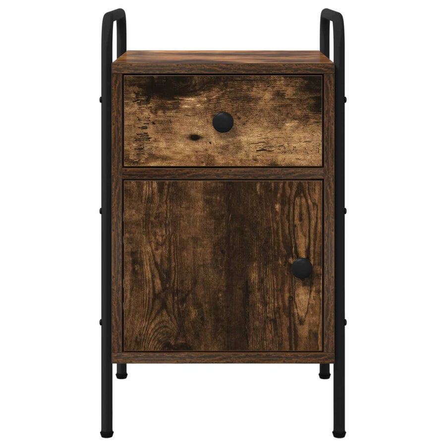 Nachtkastje 2 st Gerookt eiken 35 x 36,5 x 61 cm Bewerkt hout