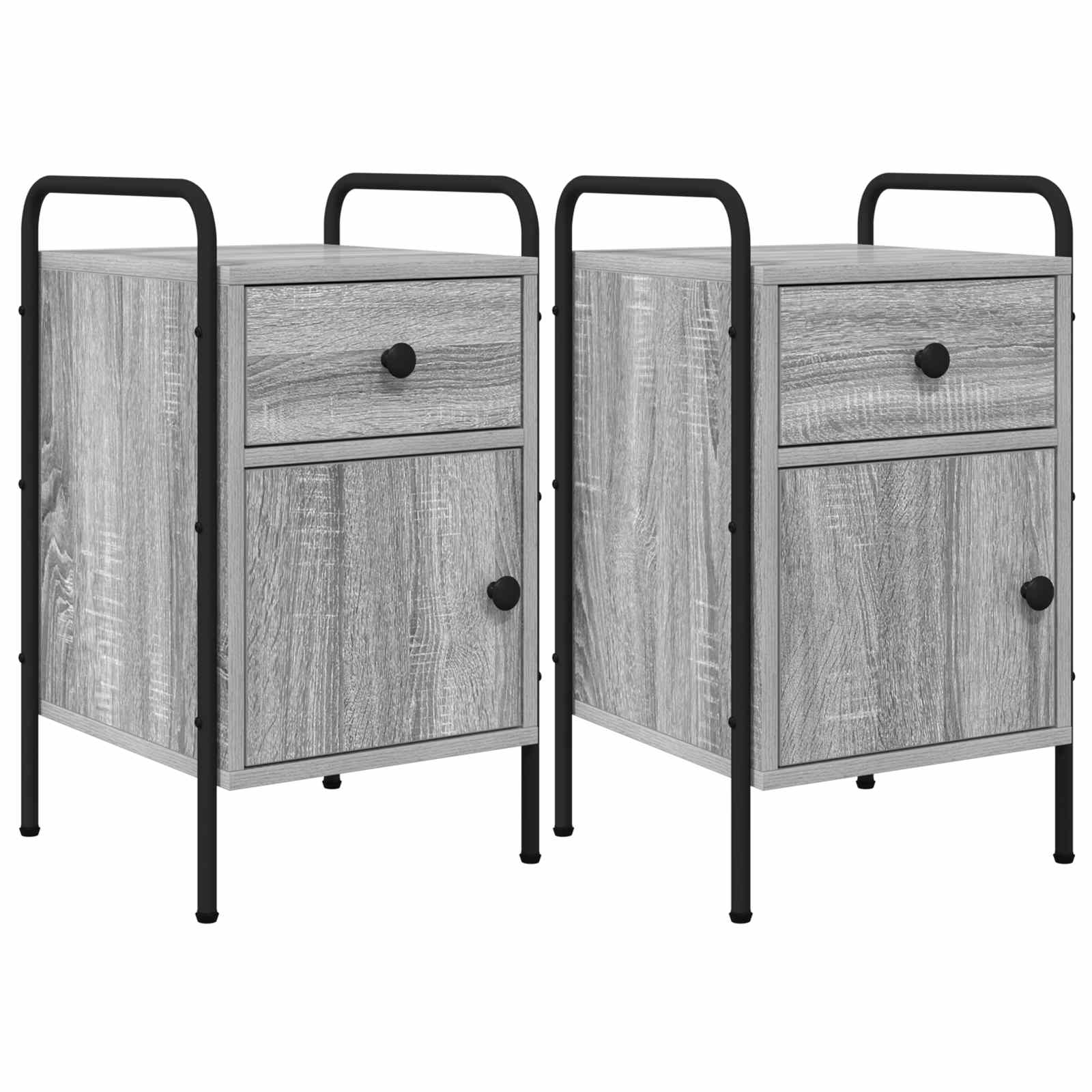 Nachtkastje 2 st Grijs Sonoma 35 x 36,5 x 61 cm Bewerkt hout