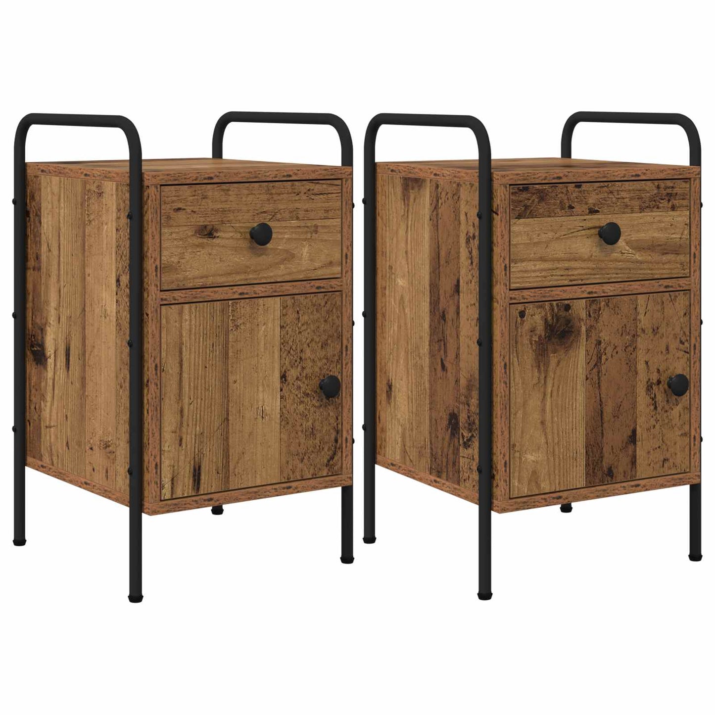 Nachtkastje 2 st Oud hout 35 x 36,5 x 61 cm Bewerkt hout