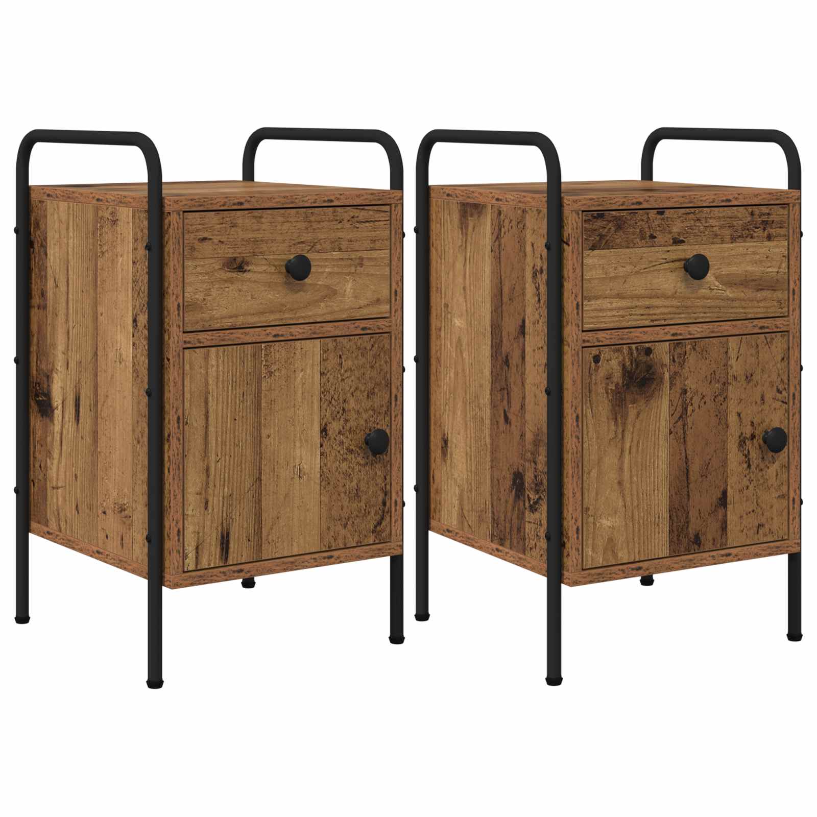 Nachtkastje 2 st Oud hout 35 x 36,5 x 61 cm Bewerkt hout