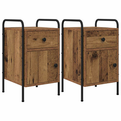 Nachtkastje 2 st Oud hout 35 x 36,5 x 61 cm Bewerkt hout