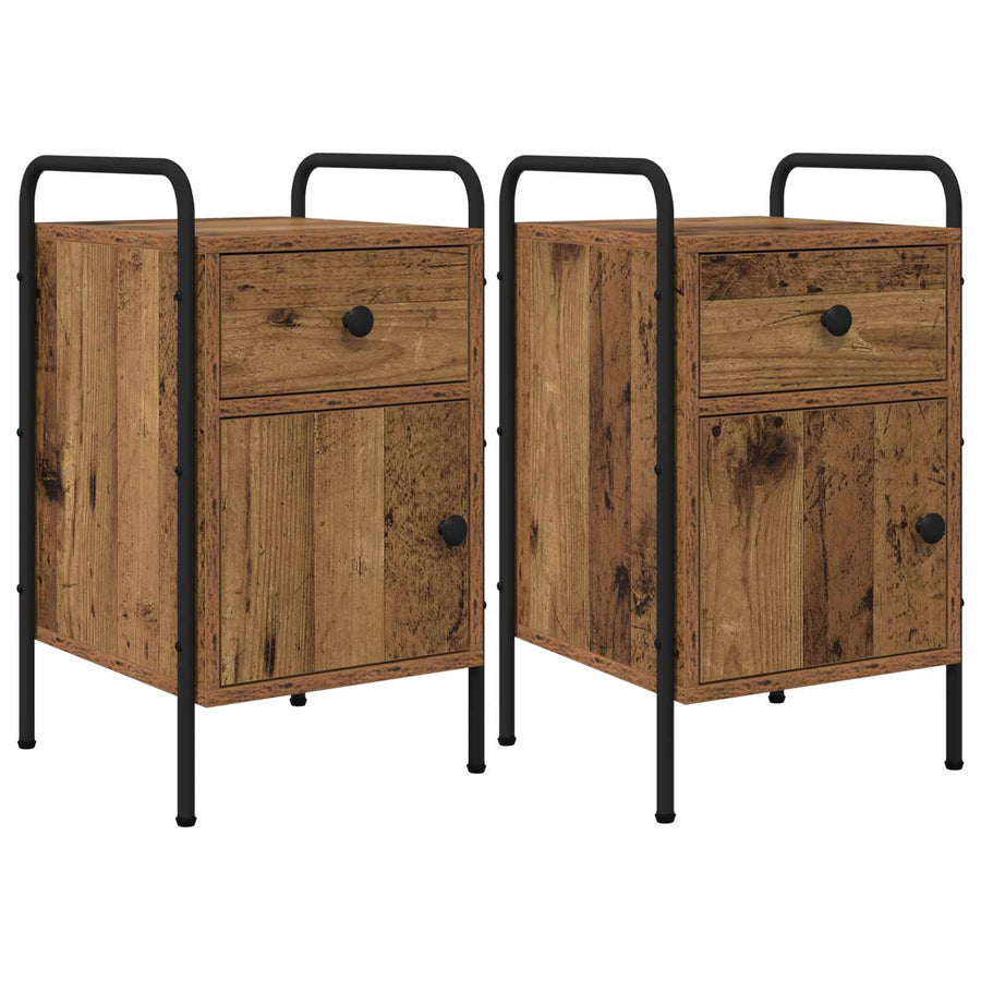 Nachtkastje 2 st Oud hout 35 x 36,5 x 61 cm Bewerkt hout