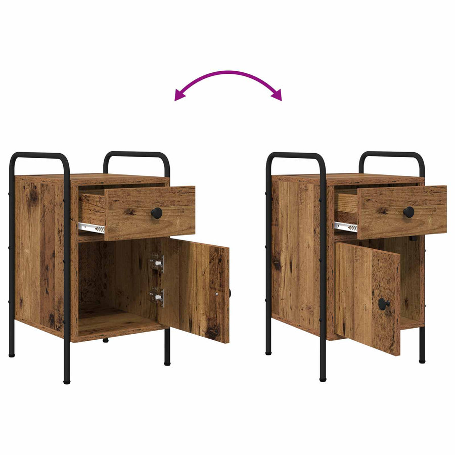Nachtkastje 2 st Oud hout 35 x 36,5 x 61 cm Bewerkt hout