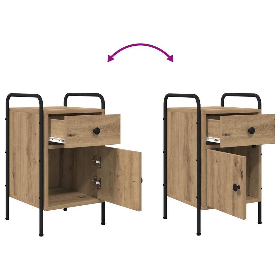 Nachtkastje Artisanaal eiken 35 x 36,5 x 61 cm Bewerkt hout