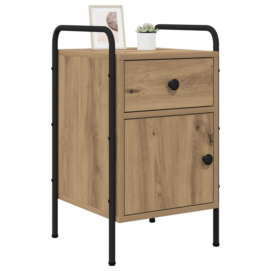Nachtkastje Artisanaal eiken 35 x 36,5 x 61 cm Bewerkt hout