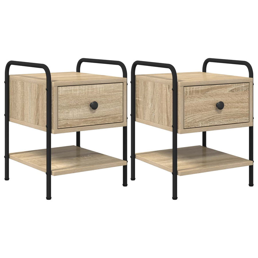 Nachtkastje 2 st Sonoma Eiken Bewerkt hout