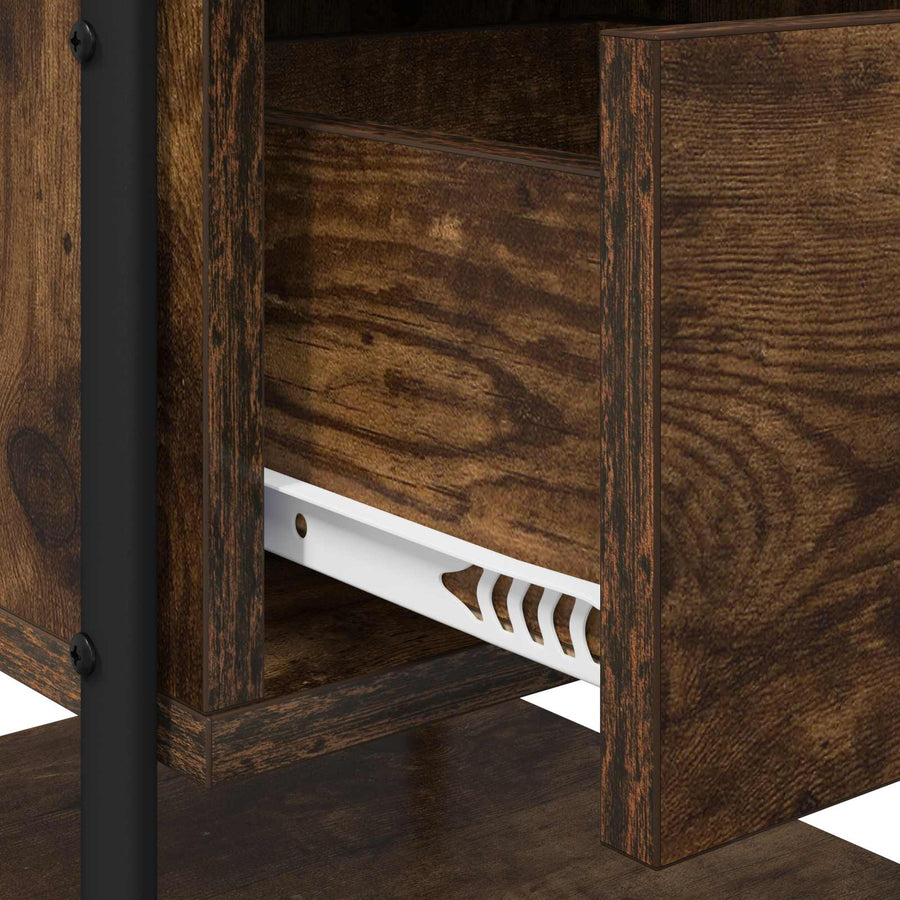 Nachtkastje 2 st Gerookt eiken Bewerkt hout