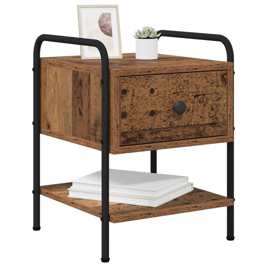 Nachtkastje Oud hout Bewerkt hout