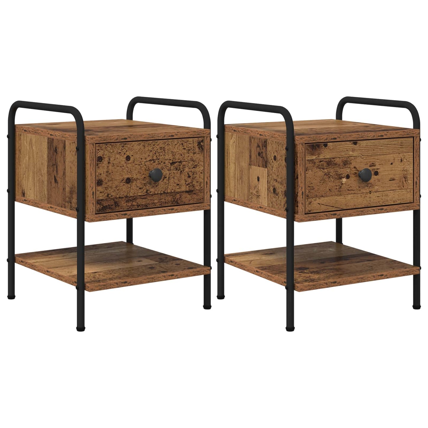 Nachtkastje 2 st Oud hout Bewerkt hout