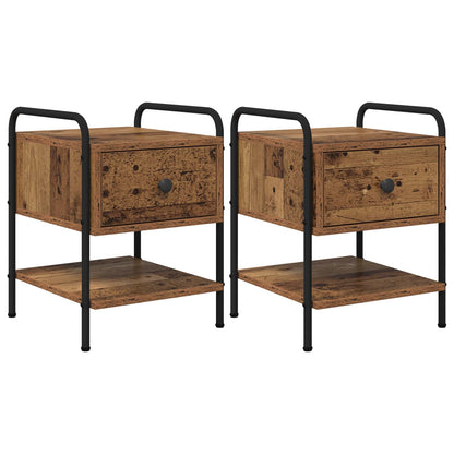 Nachtkastje 2 st Oud hout Bewerkt hout