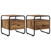 Nachtkastje 2 st 40x39.5x40 cm bewerkt hout