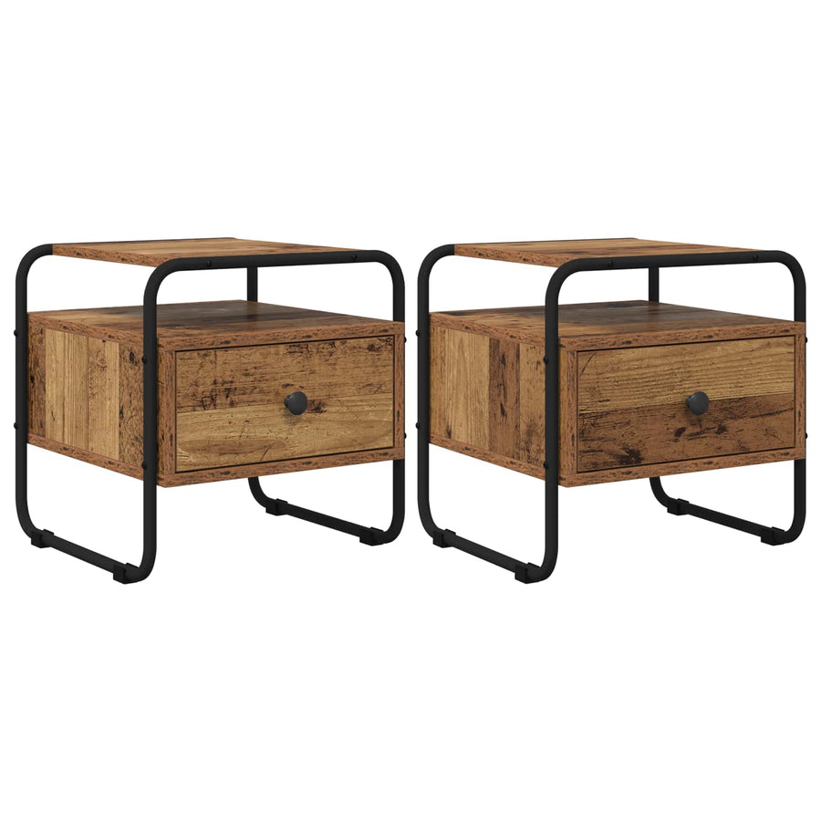 Nachtkastje 2 st Oud hout Bewerkt hout