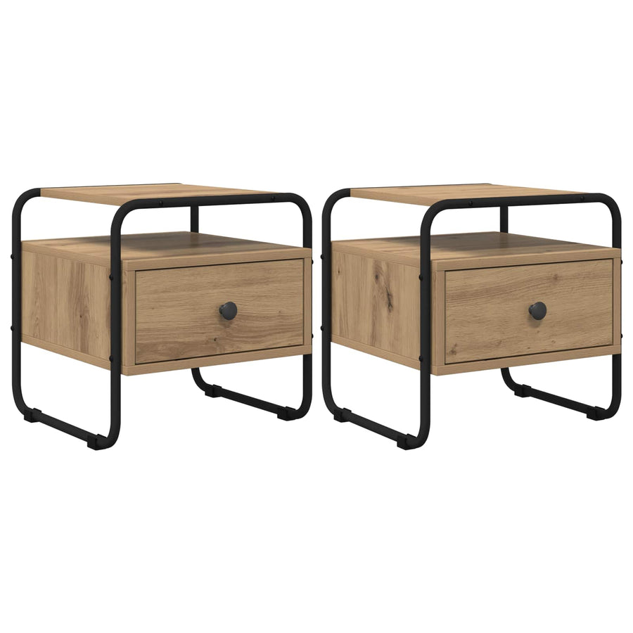 Nachtkastje 2 st Artisanaal eiken Bewerkt hout