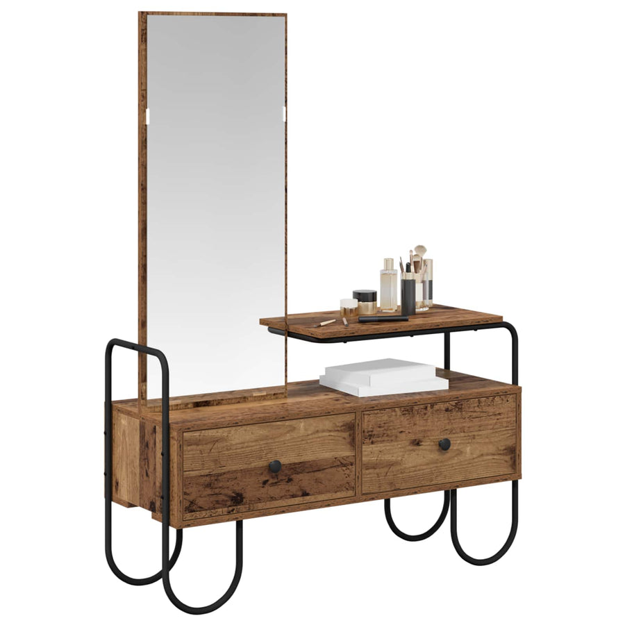 Plafondtafel met lade Oud hout 100 x 36,5 x 136 cm Bewerkt hout