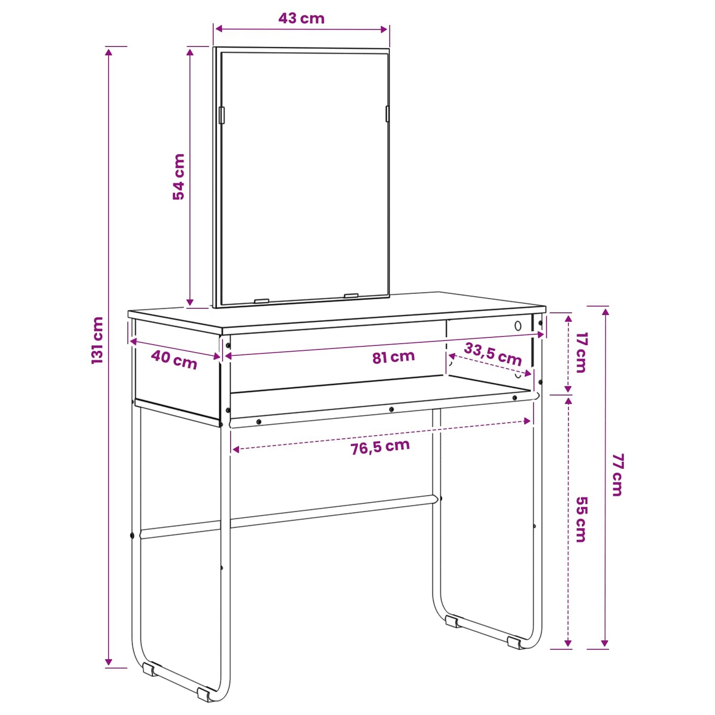 Plafondtafel Sonoma Eiken 81 x 40 x 131 cm Bewerkt hout