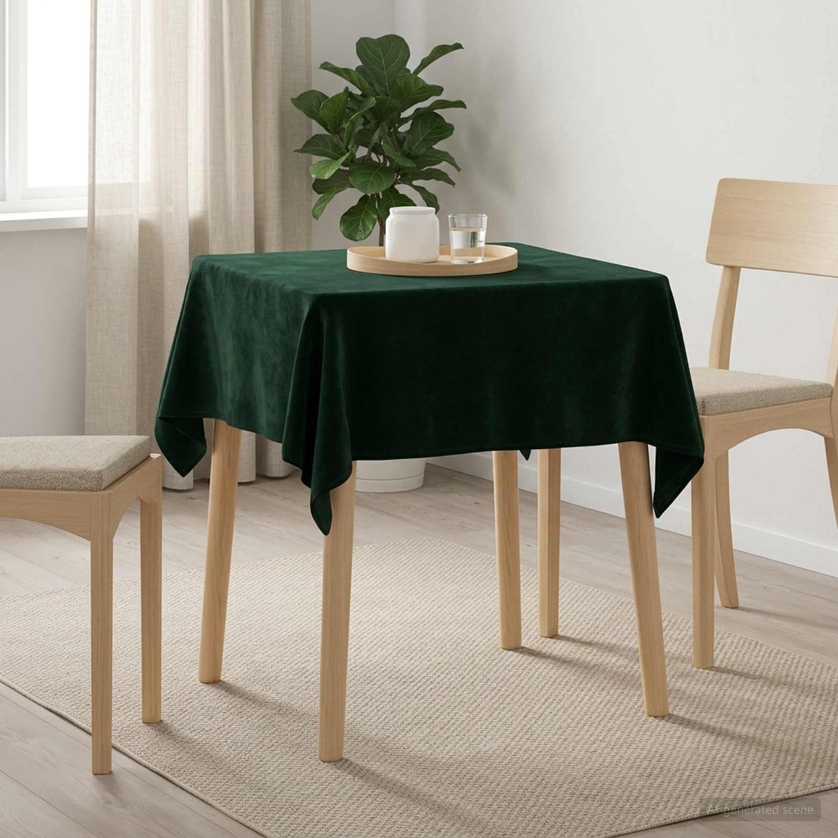 Tafelkleed Vierkant Donkergroen 90 x 90 cm Polyester