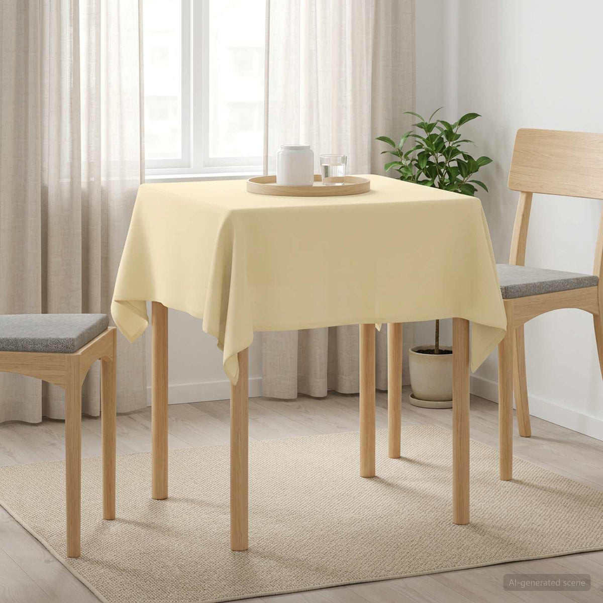 Tafelkleed Vierkant Crèmewit 90 x 90 cm Polyester