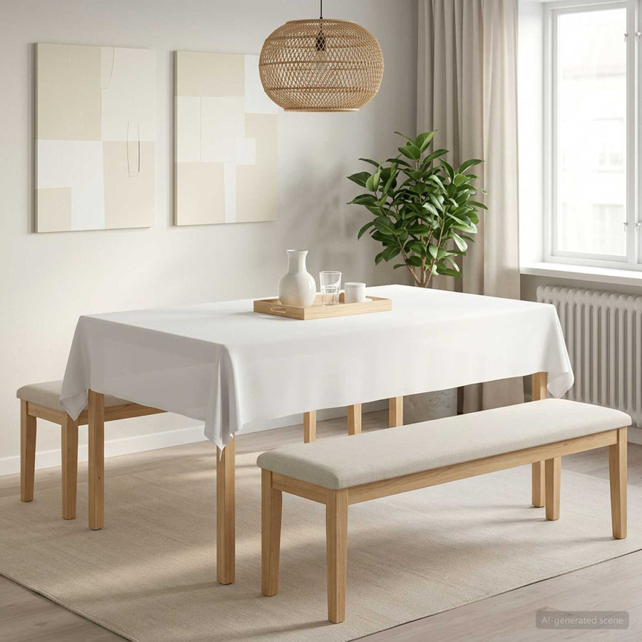 Tafelkleed Rechthoekig Wit 140 x 260 cm Polyester