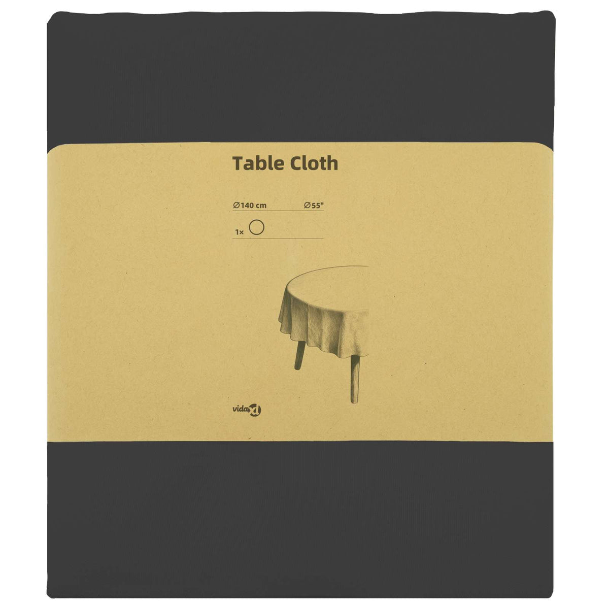 Tafelkleed Rond Donkergrijs Ø 140 cm Polyester