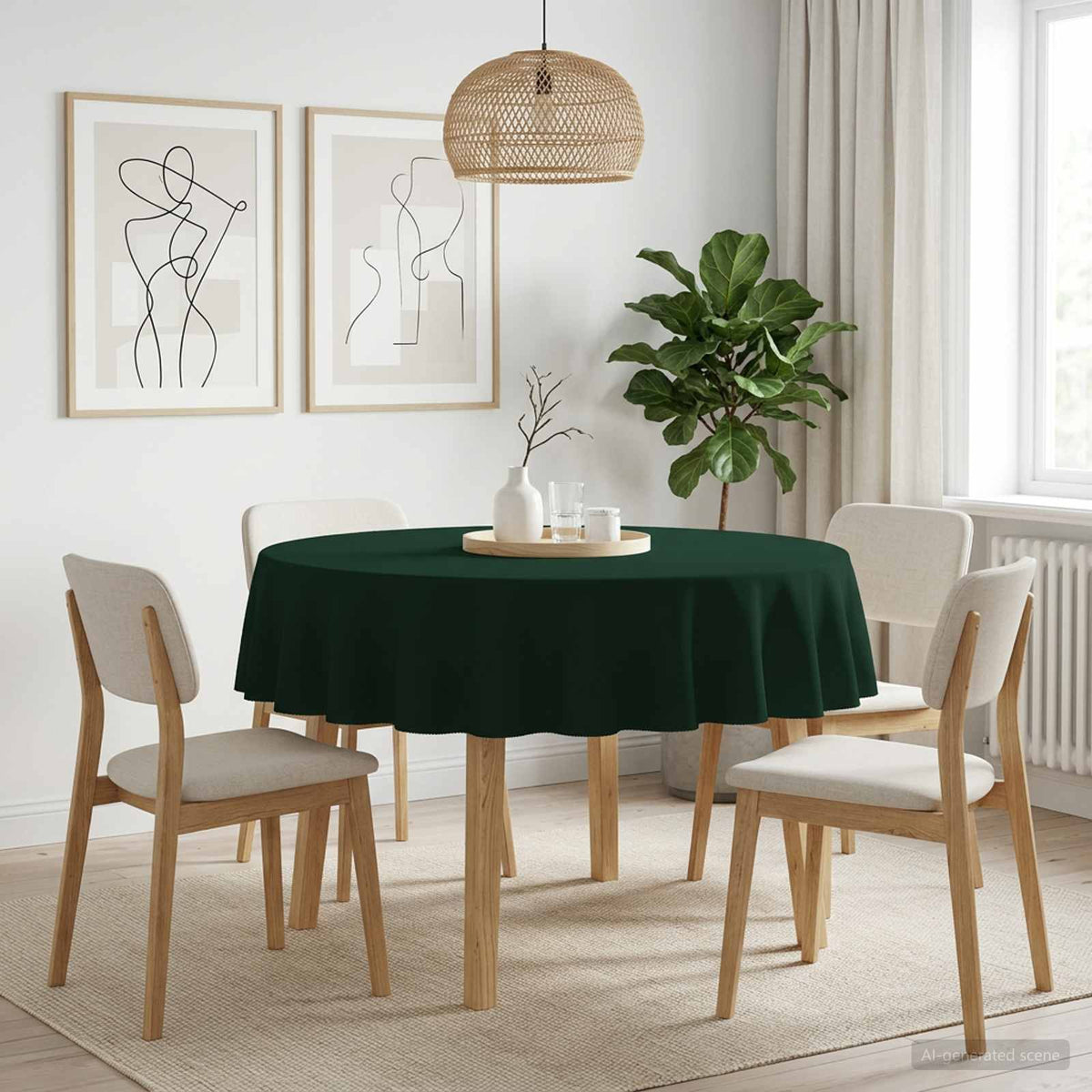 Tafelkleed Rond Donkergroen Ø 140 cm Polyester