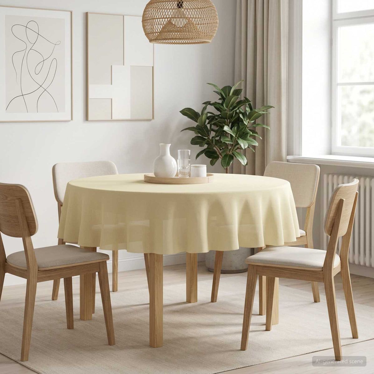 Tafelkleed Rond Crèmewit Ø 140 cm Polyester