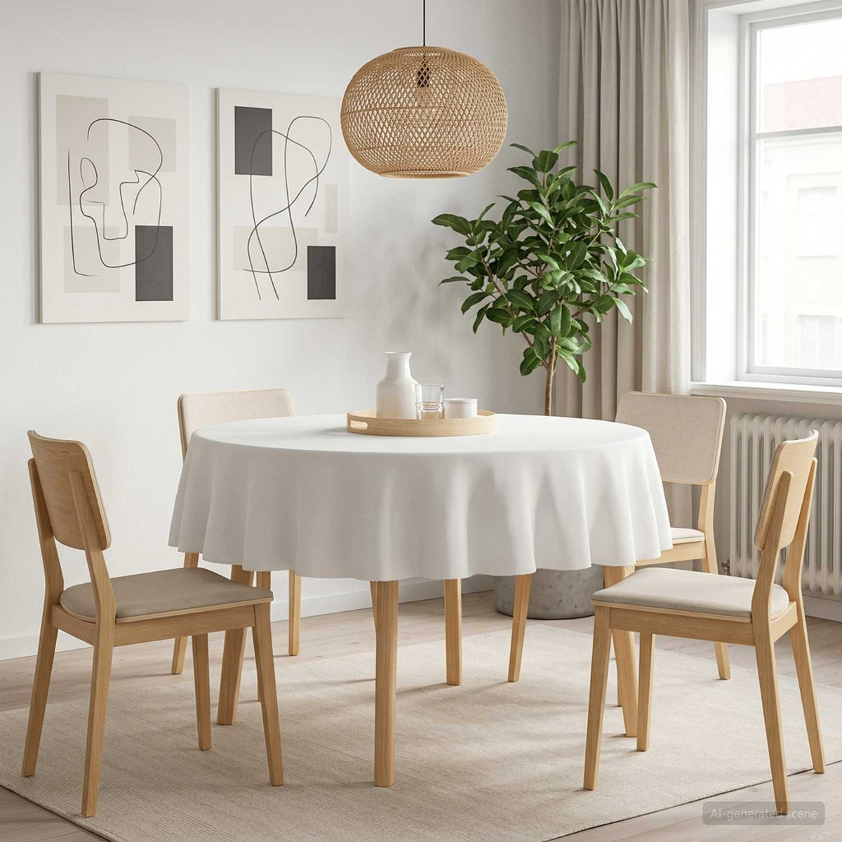 Tafelkleed Rond Wit Ø 140 cm Polyester