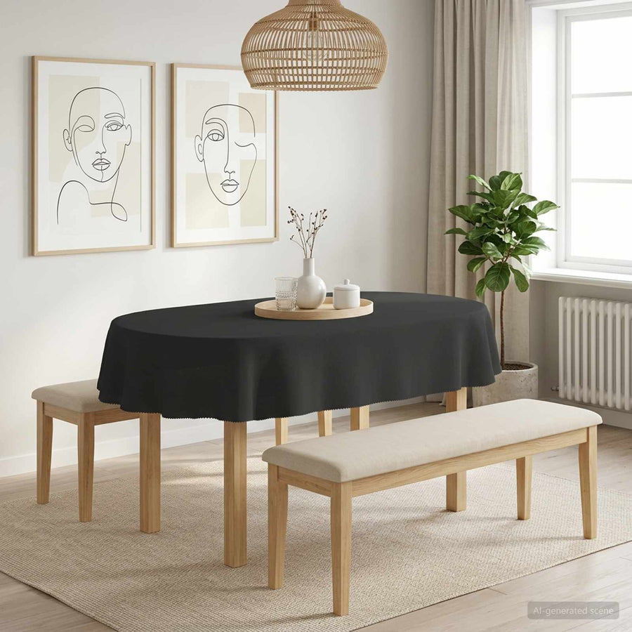 Tafelkleed Ovaal Donkergrijs 130 x 180 cm Polyester