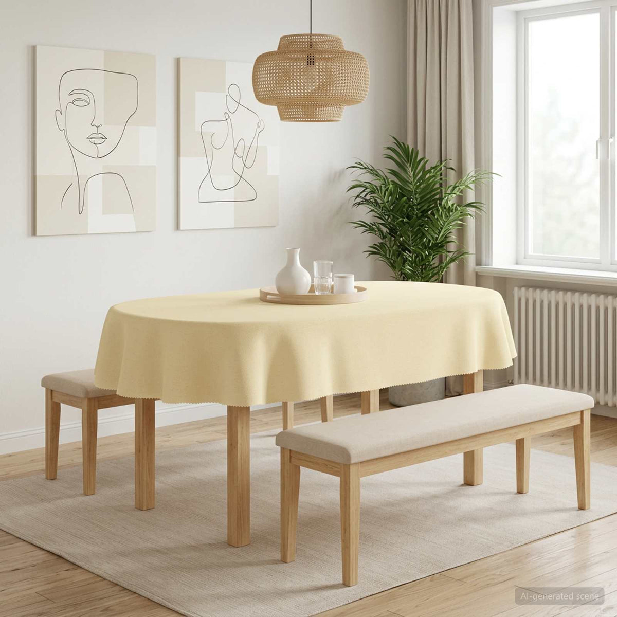 Tafelkleed 5 st Ovaal Crèmewit 130 x 220 cm Polyester